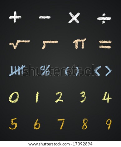 Chalk Vector Math Symbols and Numbers