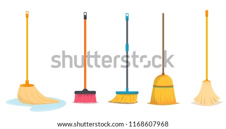 Mop and broom for cleaning 