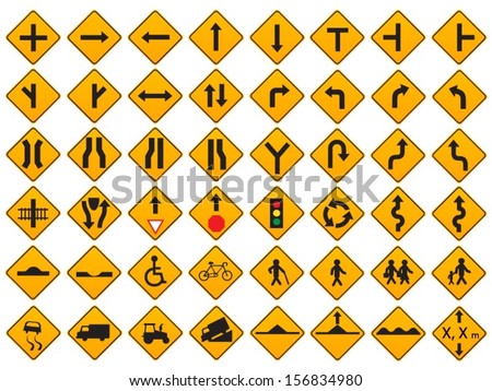 Warning Traffic Signs Vector Set