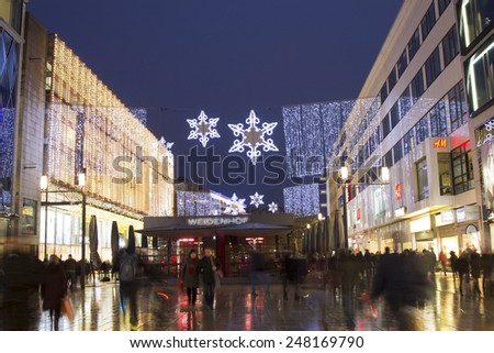 FRANKFURT AM MAIN, HESSEN/GERMANY - JANUARY 3, 2015: People on main shopping street in Frankfurt am Main in Germany.