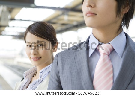 business woman smiling on the platform
