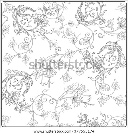 Decorative Vintage Flowers Pattern Good For Coloring Book Adult And Older Children