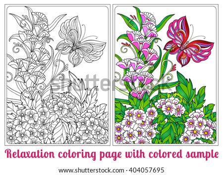 Decorative Flowers Birds And Butterflies Coloring Book For Adult Older Children
