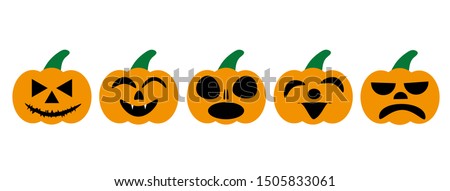 Halloween Pumpkins show different emotional expressions.