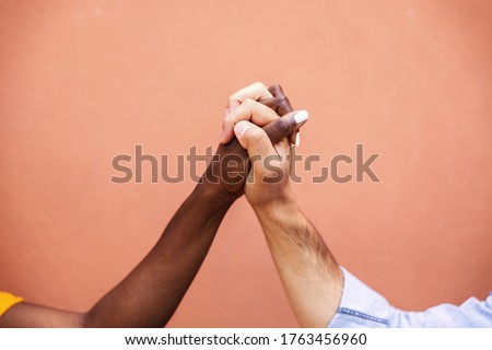 Similar – Foto Bild Crop multiracial Hände halten gebissen Donut auf rosa Hintergrund