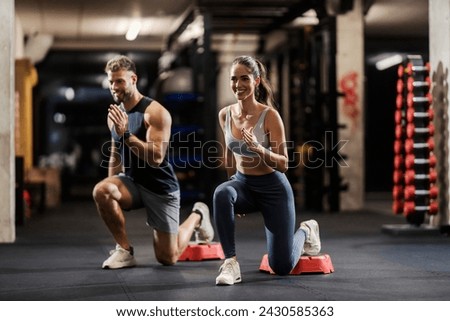 Similar – Image, Stock Photo Sportswoman doing exercise with dumbbells