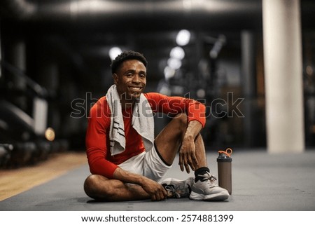 Similar – Image, Stock Photo Strong sportsman during intense training