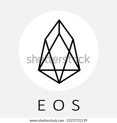 EOS decentralized blockchain applications on WebAssembly. EOS vector black white logo and icon.