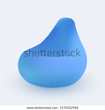 Blue Beanbag modern soft fluffy chair vector icon isolated on white background. Bean bag comfortable and flexible seat home puff furniture for lounge and relax