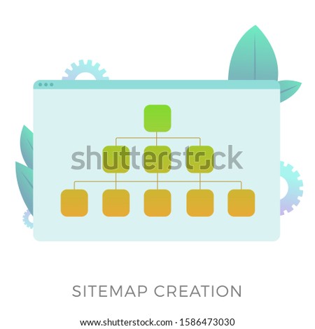 Sitemap creation vector icon. The branched map allows informing search engines about the current website structure or more convenient navigation for the user. Search engine optimization business