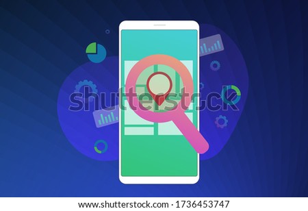 Local SEO flat vector illustration concept. Search Engine Optimization Marketing results based on client geo-positioning and regional. Advertising a local seo store through inbound marketing process.