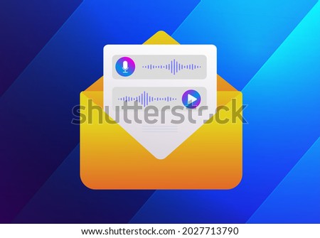 Voicemail vector concept illustration, voice email computer-based system message notification, microphone and digital recording application