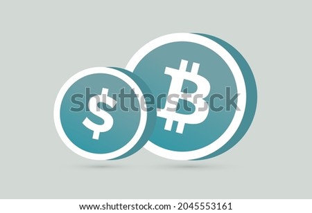 USD and Bitcoin BTC Currency coin business icon concept.