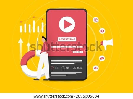 Video Marketing Advertising business concept. Online native targeting programmatic advertising social media video marketing strategy. Inbound digital business promotion advertising video content