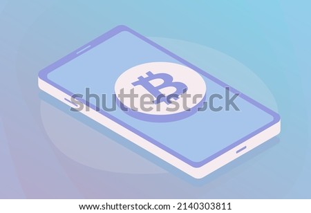 Bitcoin wallet and online cryptocurrency payment concept. Smartphone screen with digital money BTC Bitcoin sign