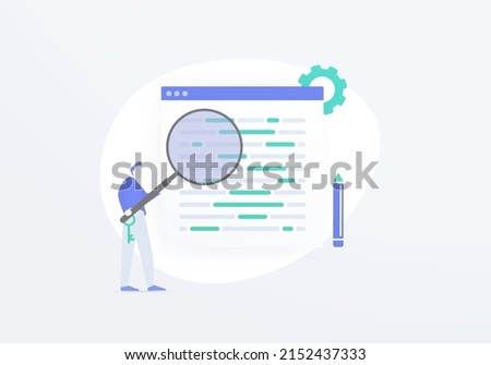 Keyword research and analysis for SEO. Website content optimization strategy after the search engine algorithm updates. Choose the right keyword optimization. Vector illustration on white background