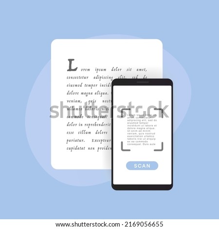 Optical Character Recognition or Reader concept. OCR is process of recognizing printed or handwritten image document into machine-readable text format