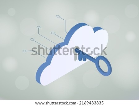 Bring Your Own Key Encryption concept. BYOK or BYOE cloud computing security marketing model vector illustration. Cloud api integration concept