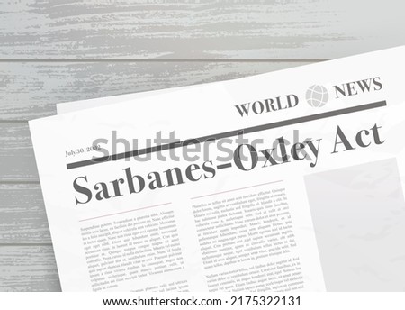 Sarbanes-Oxley Act - United States federal law to protect investors. Newspaper headline vector concept illustration.
