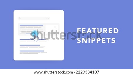 Featured snippets - extended top search results. Optimize website for SEO with featured snippets,  organic results in serp. Horizontal vector banner illustration Stock foto © 