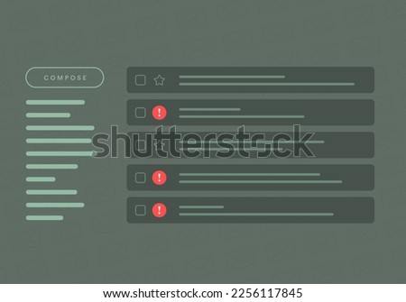 Email Inbox with 5 New Messages and E-mail Spam - Showcasing Browser Window Tab Email Spam Notification. Flat Design Vector Illustration