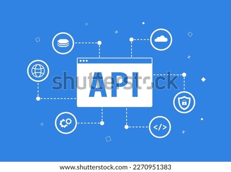 API Gateway Architecture - management tool between client and backend services. API Application Programming Interface vector illustration. Suitable for integration and api programming concepts