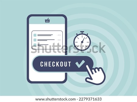 Checkout Optimization - speed up ecommerce checkout process for higher conversions concept. Streamline payments and improve customer experience with contactless and mobile checkout options
