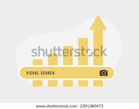 Enhance your search with visual search engine tool. Use AI technology to search by image and text. Streamline your search with camera icon and vector illustration