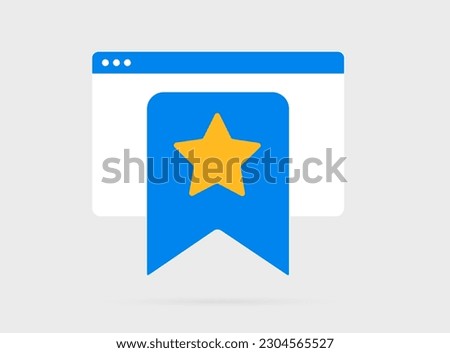 Website bookmark favorite web page vector icon. Add to favorites concept with web browser window tab with star icon. Website bookmark vector illustration on white background with icons