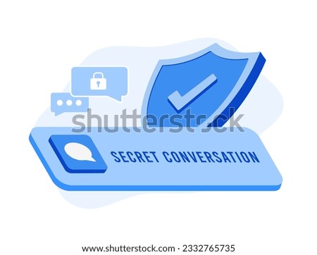 Secret chat messages with end-to-end encryption concept. Encrypted chat and private conversation, secure communication in messaging app.