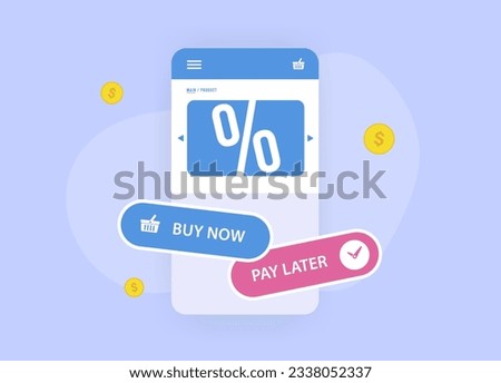 BNPL - Buy Now Pay Later e-commerce marketing strategy concept. Buy now pay later flexible payment option. Credit without a bank card payment at checkout process
