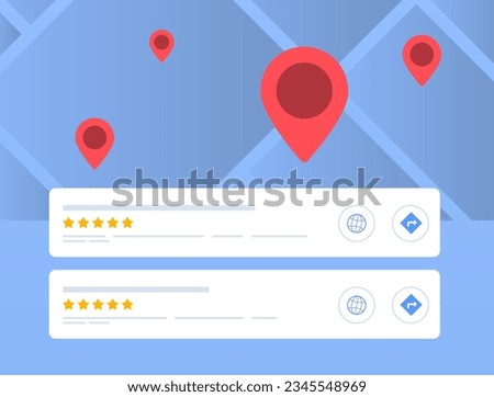 Search Engine Local Map Pack concept. The map segment in local search engine results highlights highest-ranked local listings relevant to gps area or the specified search location. Local business seo.