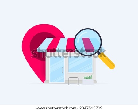 Local Search Store Building with Geo-Targeting. Social Media Presence for Local Search Business seo. Small Business SEO Navigating Marketing Strategy. Vector illustration isolated on white background