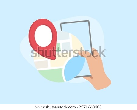 Geofencing, Local search - Finding Nearby Businesses on Map. Illustration for local seo and location-based marketing. Glocalization isolated vector icon on blue background