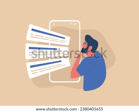 Mobile SEO Ranking concept. Search Engine Results Pages with top ranking websites. Analyzing seo search engine results vector isolated illustration on brown background with icons