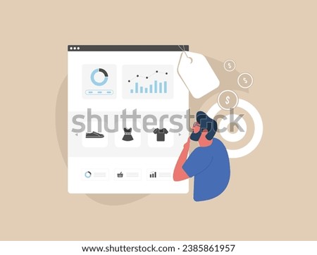 Merchant Center - upload store, brand, product data and showcase them on search engines for effective online product promotion. Merchant Center Vector illustration isolated on background with icons