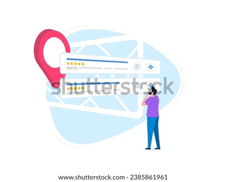 Local Pack - Search Engine Features and digital marketing strategies for small local business. Map segment with local listings search results. Vector illustration isolated on white background