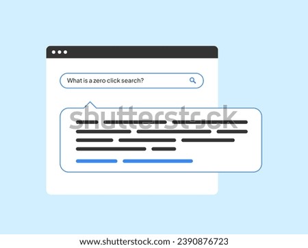 Zero Click Searches vector illustration. Get instant answers with search queries that display information directly on the search engine result page, without additional clicks