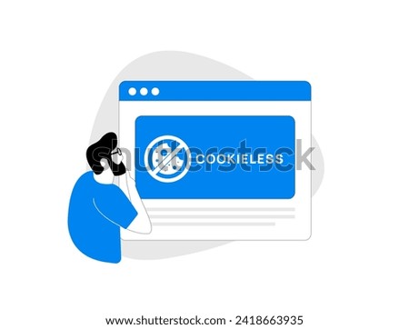 Cookieless Tracking Future - Advancing Digital Privacy. Innovative tracking method for audience insights, prioritizing user privacy without traditional cookies. Cookie-less targeting icon illustration