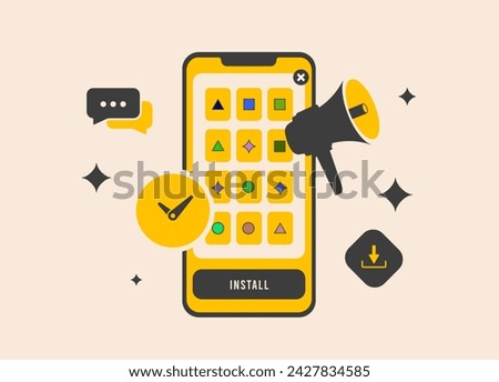 Playable ads concept. Interactive marketing, app demos, try before you buy, in-app experience mobile advertising, interactive advertising and promo games. Vector isolated illustration