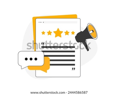 Viral trending content with online discussion, high rating, popular web material, buzzworthy content. Generating buzz - Word-of-Mouth seo marketing. Vector illustration with icons on white background