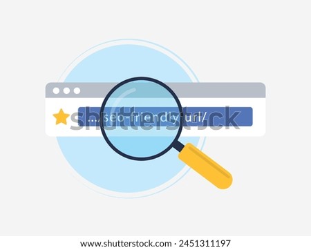 Create SEO-friendly URLs using relevant keywords and hyphens for readability. Avoid special characters and keep URLs concise for better search engine ranking. Isolated vector illustration with icons