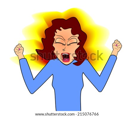 Illustration of an Angry Woman with Fists Clenched