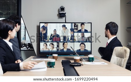 Video conference concept. Telemeeting. Videophone. Teleconference. ストックフォト © 
