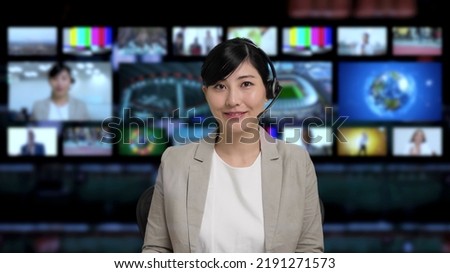 Similar – Image, Stock Photo Young moderator in a moderation break 1