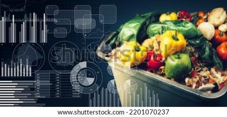 Wasted food and statistical data. Food loss. Foto stock © 