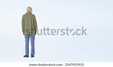 Similar – Image, Stock Photo Senior wanderer standing on hill in mountains