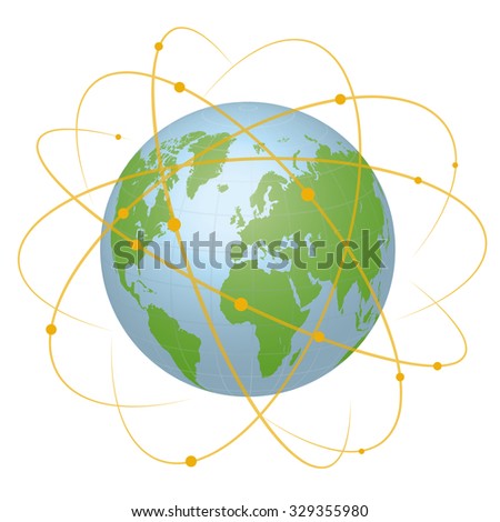 Pseudo Earth that contains the whole world map and Worldwide network, image illustration