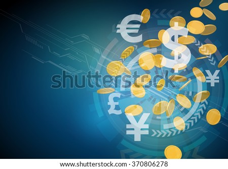 virtual currency, real money trade, finance technology, abstract image, vector illustration