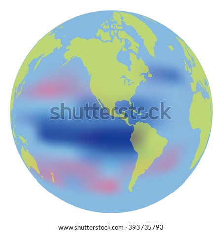 La Nina;  a band of cold ocean water that develops in the central and east central equatorial Pacific, vector illustration